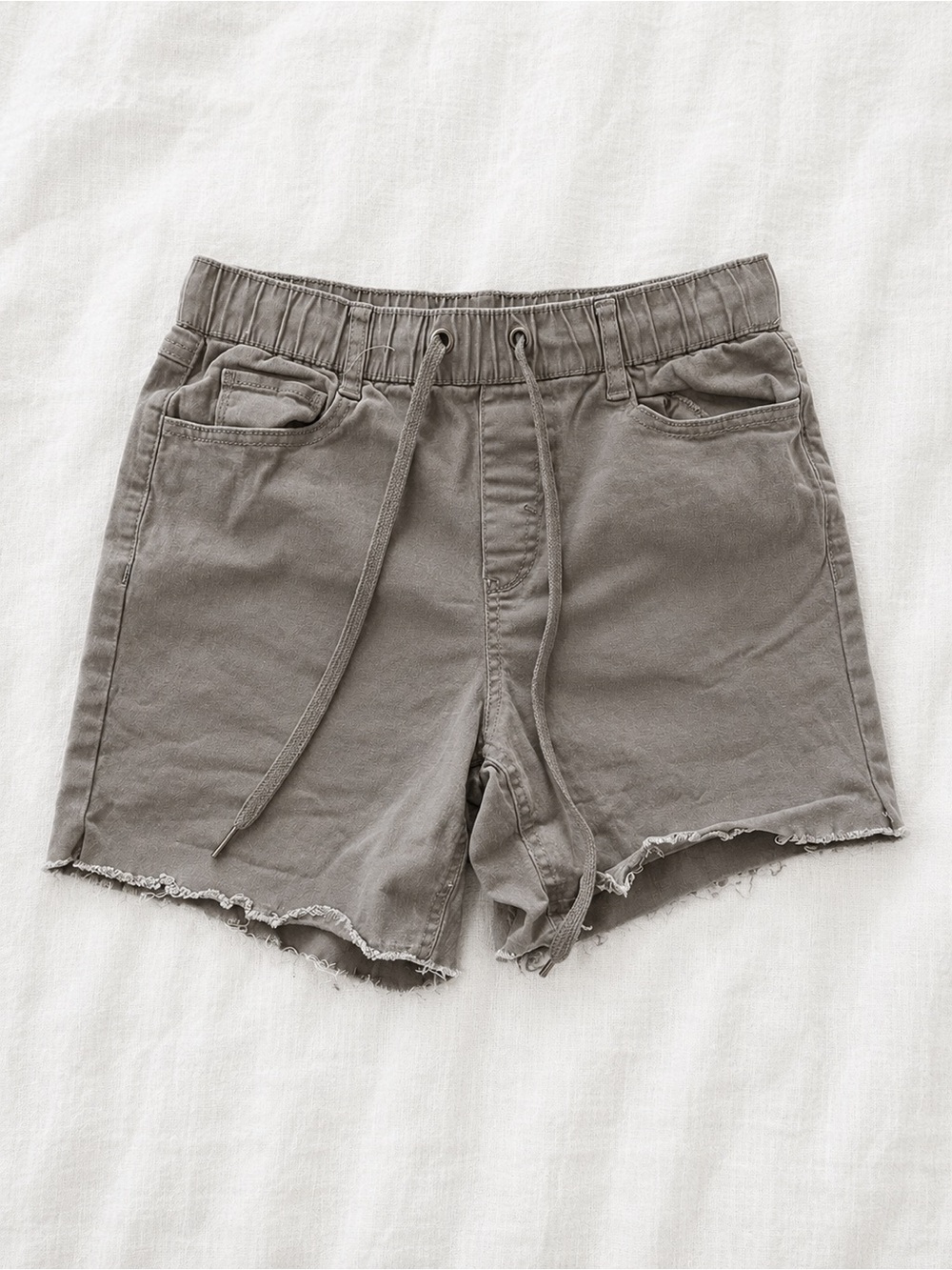 Rewash Taupe Drawstring Frayed Hem Women's Shorts